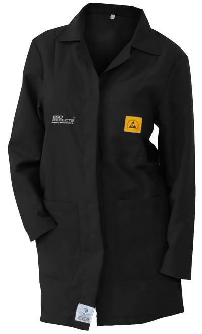 ESD Lab Coat 1/2 Length ESD Smock Black Female L Antistatic Clothing ESD Garment